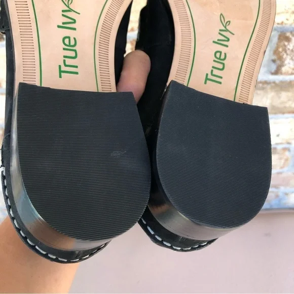 True Ivy Leather Black Ally Nubuck Studds Details Penny Slip On Loafer 8M - Picture 10 of 15